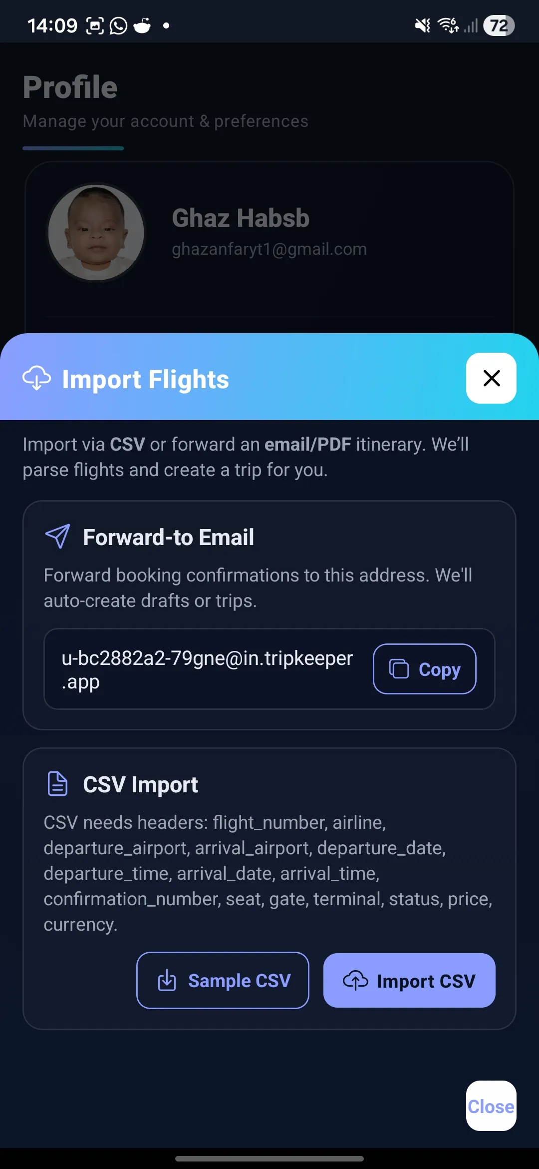 Email-to-Trip Magic